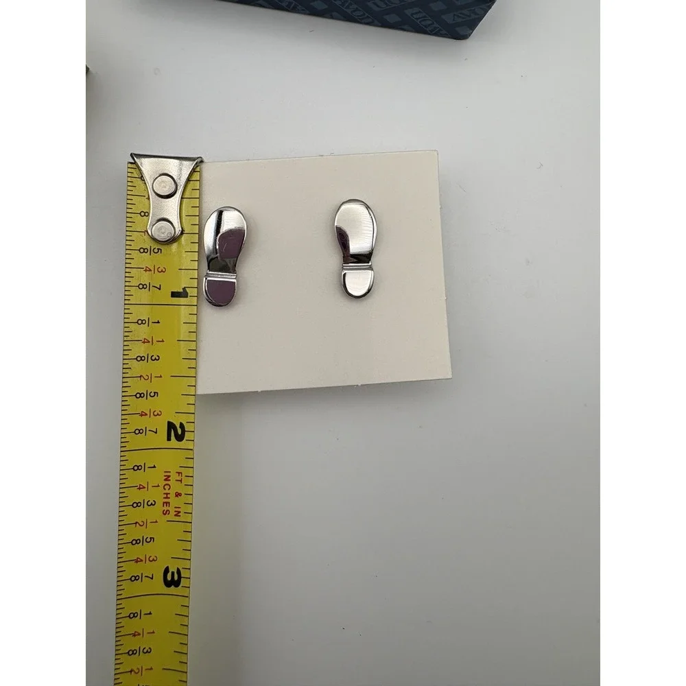 Vintage Avon Men's Cufflinks Silver Tone Shoe Footprint Design w/ Original Box